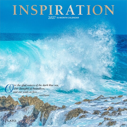 Plato; Inspiration | 2027 12 x 24 Inch (Hanging) Monthly Square Wall Calendar | Foil Stamped Cover; Category:Wall Calendars; Image:1
